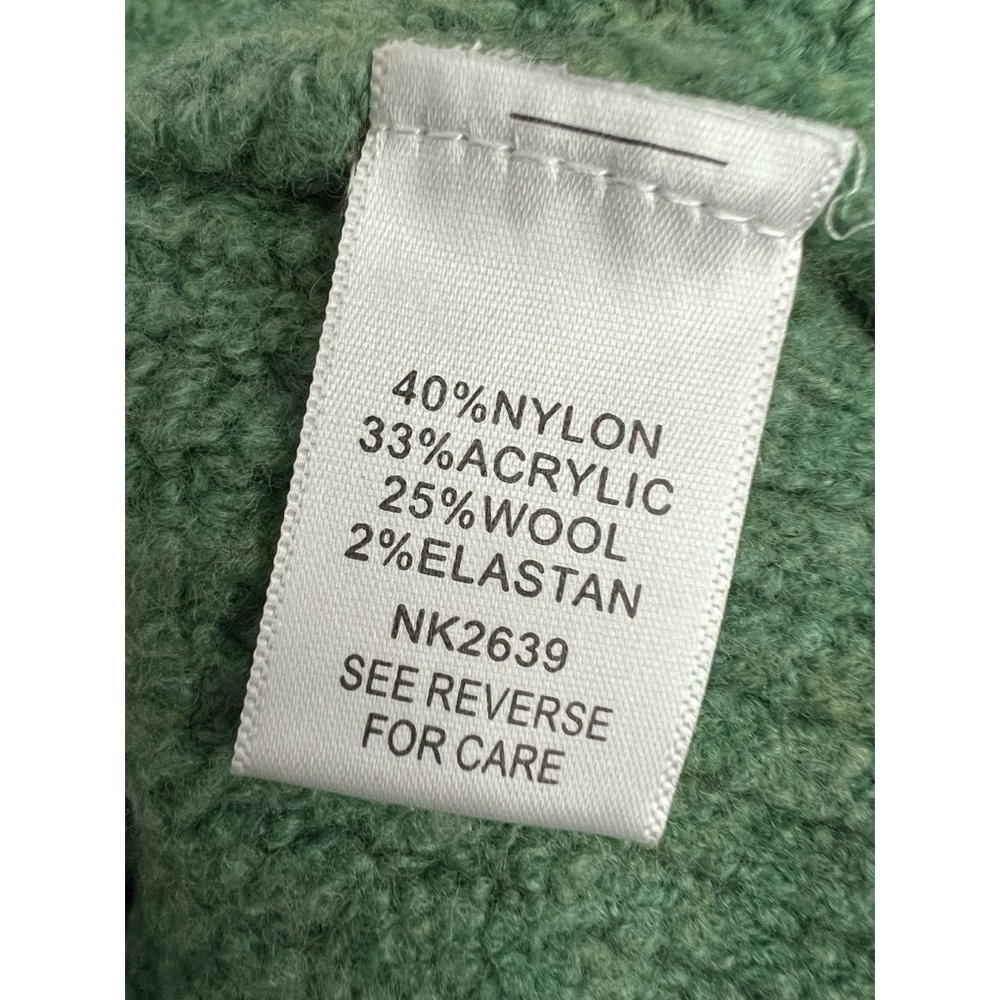TRES CHIC Gorgeous green ribbed open front part wool cardigan S M L - Picture 9 of 9